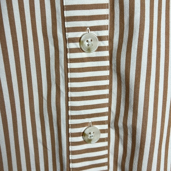 Madewell Striped Button Back Easy V-Neck Dress Size XXS Stripe Earthen Clay - Picture 9 of 11